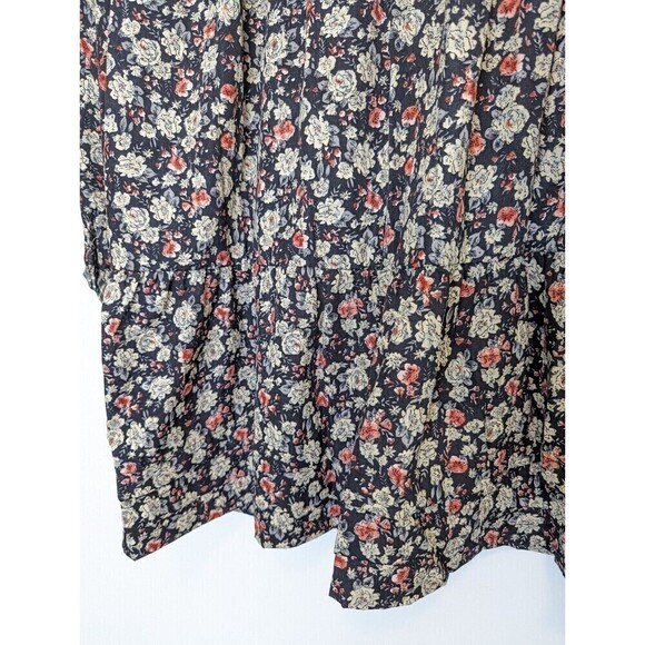 POL Shirt Womens Small Black Floral Tiered Button Up Boho Cottagecore Blouse - Picture 6 of 13